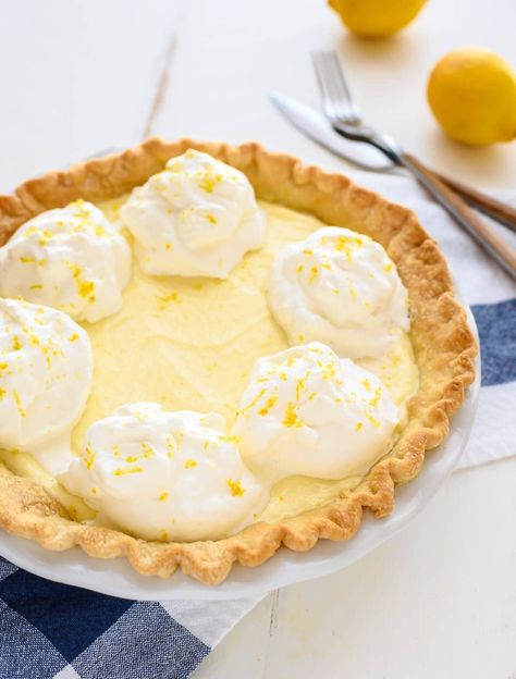 Lemon Custard Pie, Amazing Pies, Lemon Cream Cheese Pie, Easy Lemon Pie, Cream Cheese Pie Recipes, Lemon Cream Pie, Homemade Pie Recipes, Lemon Pie Recipe, Lemon Cream Pies