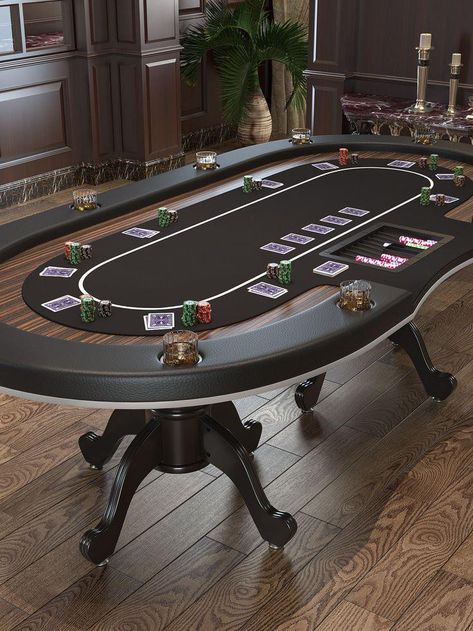 Poker Table Ideas, Poker Room Ideas, Mollys Game, Poker Table Diy, Poker Table Plans, Poker Table And Chairs, Home Casino, Custom Poker Tables, Chip Tray