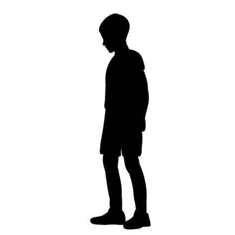 Shadow Black And White, Boy Shadow, Children Silhouettes, Candle Silhouette, Character Silhouette, Child Silhouette, Grey Gradient Background, Person Silhouette