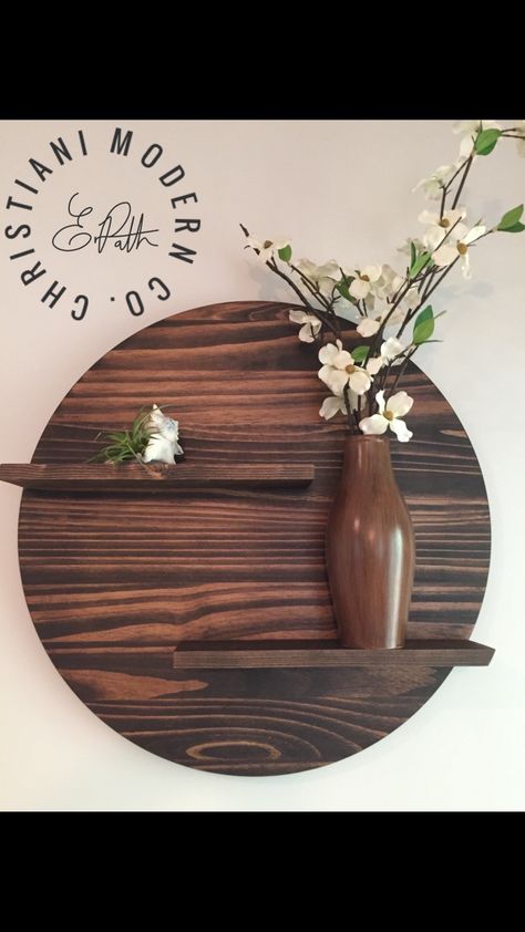 Simple and beautiful. www.CMWD.co Casual Home Decor, Round Shelf, Wall Shelves Design, Wooden Shelf, Shelf Design, Affordable Home Decor, Wood Wall Decor, Wooden Decor, Diy Home Crafts