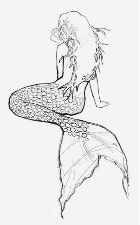 Simple Mermaid Drawing, Realistic Mermaid Drawing, Charles Bargue, Mermaid Drawing, Tattoos Pinterest, Realistic Mermaid, Ideas For Painting, Mermaid Coloring Book, Drawing Beautiful