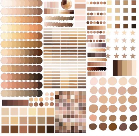 Hair Color Pallete Digital, Latina Color Palette, Color Pallets For Ocs, Distressed Reference, Hair Color Pallet, Skin Pallet, Ibis Paint Color Palette, Procreate Colour Palette, Eye Color Palette