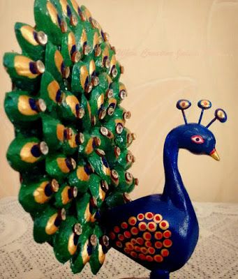 Peacock Statue, Pista Shell Crafts, Dancing Peacock, Peacock Crafts, Simple Craft Ideas, Diy Air Dry Clay, Diwali Craft, Shell Crafts Diy, Festive Crafts