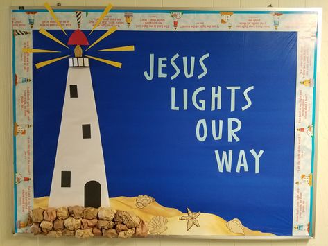 Vbs Bulletin Board Ideas, Breaker Rock Beach Door Decor, Breaker Rock Beach Bulletin Board Ideas, Vacation Bible School Themes 2024, Vbs Lighthouse, Breaker Rock Beach Bulletin Board, Breaker Rock Beach Vbs 2024 Decorations Lighthouse, Breaker Rock Beach Vbs 2024 Door Decorations, Vbs 2024 Breaker Rock Beach Bulletin Board