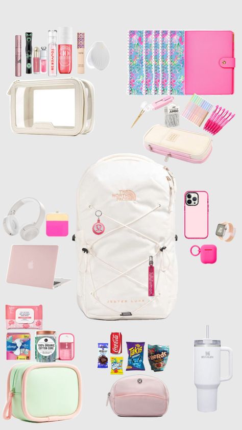 School Supplies 5th Grade, Cute Backpacks For School, School Backpack Essentials, Middle School Survival, Preppy School Supplies, Everyday Bag Essentials, College Student Hacks, Preppy Backpack, School Bag Essentials