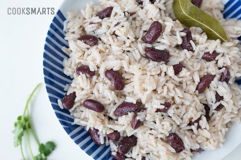 Coconut Rice & Beans | Side Dish #recipe via @CookSmarts Coconut Rice Recipe, Rice And Beans Recipe, Fluffy Rice, Rice Beans, Rice And Beans, Jerk Seasoning, Cook Smarts, Coconut Rice, Jamaican Recipes