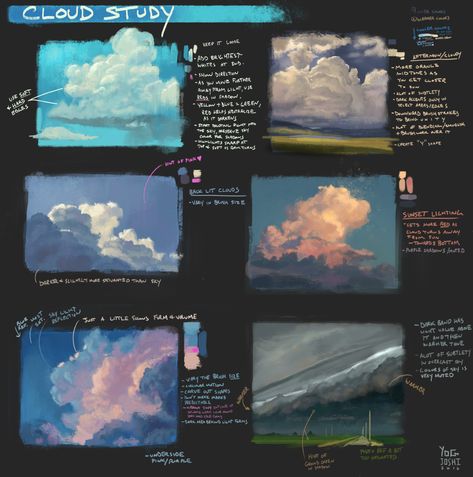 Painting Sketchbook, Concept Art Tutorial, Digital Painting Techniques, Background Drawing, Cloud Drawing, Digital Coloring, Coloring Tutorial, Digital Painting Tutorials, Cloud Painting