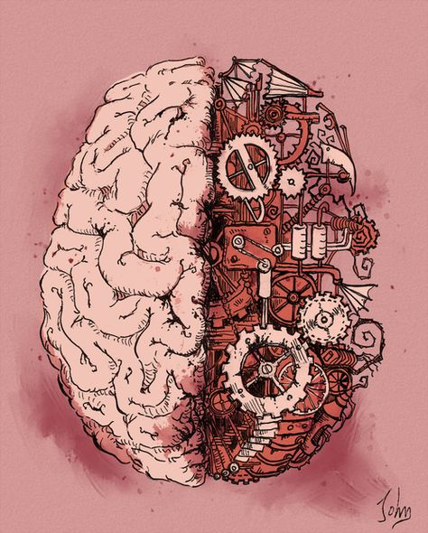 Brain as machine. Human Heart Tattoo, Steampunk Kunst, Brain Illustration, Medical Wallpaper, Brain Art, Medical Art, Steampunk Art, Human Brain, 판타지 아트