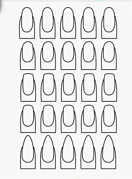 How To Draw Nails, Nails Art Paso A Paso, Printable Nail Art Templates, Nail Stencils Templates, Printable Nail Art Practice Sheet, Buku Diy, Printable Nail Art, Beginner Nail Designs, Sticker Nails