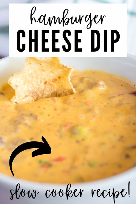 Cheese Dip Recipes Velveeta Ground Beef, Hamburger Cheese Dip Crockpot, Cheese Dip Crockpot, Hamburger Cheese Dip, Velveeta And Rotel, Hamburger Cheese Dips, Velveeta Rotel, Crockpot Party Food, Cheese Dip Crock Pot