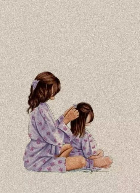 Mother And Daughter Drawing, Whatsapp Wallpaper, Whatsapp Dp, Mom Daughter, Mother Daughter, White Flowers, Wall Art, Drawings, Quick Saves