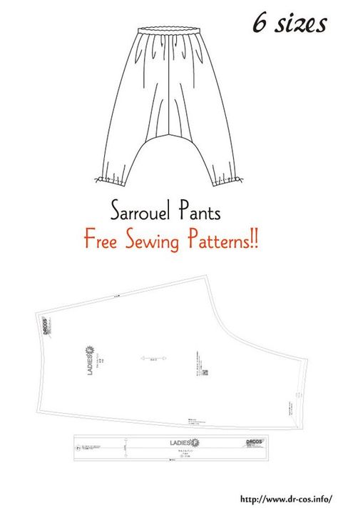 How To Sew Pants, Sewing Pattern Men, Sewing Pattern Pants, Sew Pants, Harem Pants Pattern, Sewing Pattern Women, Sarouel Pants, Sewing Pattern Free, Men Pants Pattern