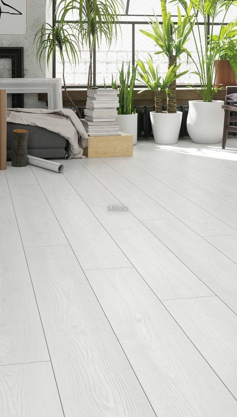 White Wood Vinyl Flooring, White Laminate Flooring, White Wooden Floor, Wood Vinyl Flooring, Eco Friendly Flooring, Wood Floor Design, White Wood Floors, Deco Living, Wooden Tile