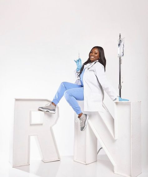 Nursing School White Coat Ceremony, Nurse Grad Shoot, Nicu Nurse Photoshoot, Nurse Graduation Photoshoot Photo Ideas, Nursing School Graduation Pictures Black Women, Nurse Graduate Photoshoot, Lpn Pictures, Nicu Nurse Graduation Pictures, Nursing Graduation Pictures Black Women