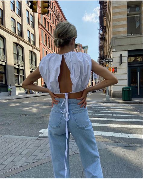 Strappy Tops, Spring Outfit Idea, Summer Fits, Outfit Idea, Cute Casual Outfits, White Top, White Tops, Spring Outfit, Denim Pants