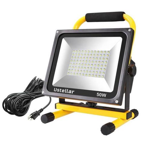 Ustellar 4500LM 50W LED Work Light (400W Equivalent), 2 Brightness Levels, Waterproof Flood Lights, 16ft 5M Wire with Plug, Stand Working Lights for Workshop, Construction Site, 6000K Daylight White Work Belt, Led Flood Lights, Flood Light, Led Work Light, Work Light, Waterproof Led, Can Lights, Security Lights, Emergency Lighting