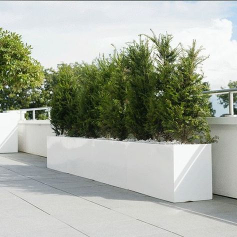 Large White Planters Outdoor, Rectangular Planters Outdoor, White Planters Outdoor, Large Planters Outdoor, Outdoor Divider, Long Planter Boxes, White Planter Boxes, Large Garden Pots, Large Garden Planters