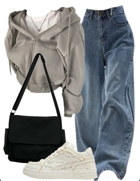 OOTD: Oversized Zip Up Hoodie + Baggy Boyfriend Jeans + Large Canvas Satchel Bag Baggy Clothes Outfit Cute, Zip Up Outfit Aesthetic, Casual Baggy Jeans Outfit, Cute Baggy Clothes, Grunge Baggy Outfits, Hoodie And Jeans Outfit, Zip Up Hoodie Outfit, Baggy Boyfriend Jeans, Baggy Outfit Ideas