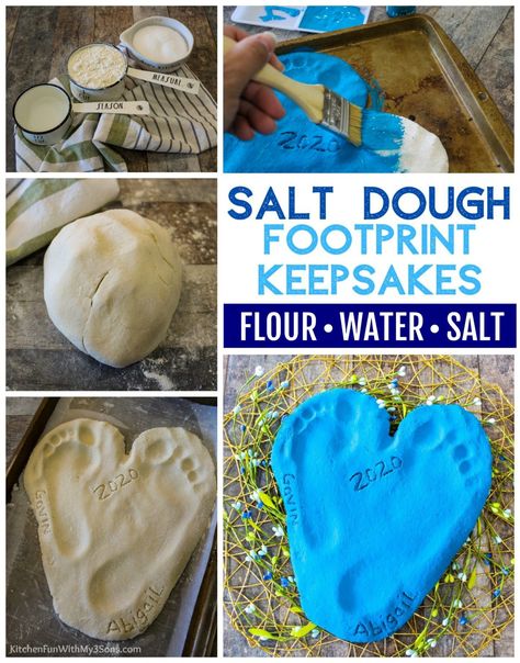 Salt Dough Footprints Salt Dough Ideas, Salt Dough Footprint, Recipe For Baby, Make Salt Dough, How To Make Salt Dough, Salt Dough Christmas Ornaments, Bubble Recipe, Salt Dough Crafts, Salt Dough Recipe