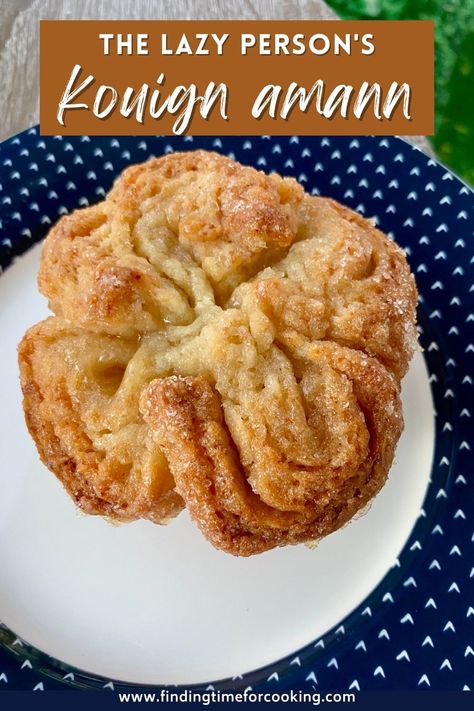 Easy Kouign Amann | This super easy kouign amann recipe is full of hacks to make it faster and easier...it's a great beginner recipe when you're not used to laminating dough. It's truly the lazy person's kouign amann--French pastries in a few hours (with only an hour of hands-on time)! #kouignamann #frenchpastries #pastries #laminateddough Queen Aman Pastry, Laminating Dough, Kouign Amann Cookie, French Pastry Recipes, Kouign Amann Recipe, Kouign Aman, Almond Puff, French Breakfast Puffs, Laminated Dough