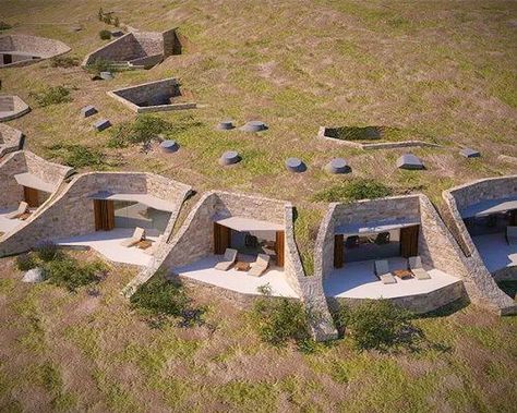 Casa Cook Hotel, Mediterranean Hotel, Underground Building, Earth Sheltered Homes, Croatian Islands, Casa Cook, Earth Sheltered, Hillside House, Building Stone