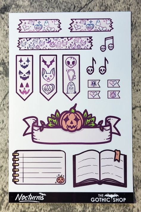 Gothic Halloween Planner Stickers. Spooky stickers for your planner, journal, or other projects. Perfect for Halloween, fall, or any time of year. #gothichalloween #halloweenstickers . #Gothic_Planner_Printables #Audhd_Tips #Halloween_Planner #Journal_Elements Work Stickers For Planner, Audhd Tips, D&d Journal, Goth Planner, Halloween Planner Stickers, Banner Doodle, Halloween Template, Halloween Planner, Vintage Halloween Images