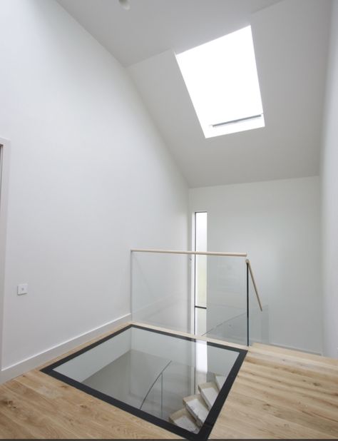 Floor Skylight, Walking On Glass, Minimal Windows, Glass Balustrade, Sliding Glass Doors, Loft Room, Floor Light, Basement Flooring, Glass Roof