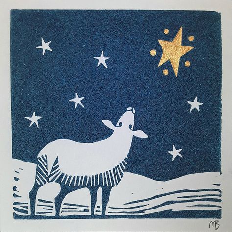 Linocut Xmas Cards, Nativity Linocut, Christmas Linocut Prints, Christmas Block Print, Xmas Linocut, Winter Linocut, Christmas Lino Print Ideas, Christmas Linocut, Diy Stamps