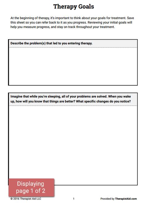 Therapy Goals (Worksheet) | Therapist Aid Therapy Goals, Group Therapy Activities, Counselling Tools, Solution Focused Therapy, Counseling Techniques, Individual Counseling, Motivational Interviewing, Goals Worksheet, School Social Work