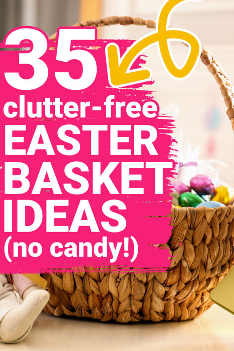 Clutter-Free Easter Basket Ideas: if you love to give your kids a full Easter basket, here are 35 practical and consumable options! Reminder - you can just give one thing in addition to Easter candy. Easter doesn't need to be Christmas 2.0. 😉 Minimalist Easter Basket, No Candy Easter Basket, Simple Easter Baskets, Relaxed Homeschooling, Candy Easter Basket, Easter Basket Ideas, Easter Stuff, Kids Easter Basket, Kids Candy