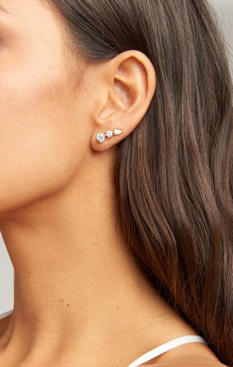 At Last Ear Climber Earrings ~ Silver/Gold Everyday Diamond Earrings, Ear Climber Earrings Silver, Earring Climbers, Climber Earrings Silver, Solitaire Diamond Earrings, Diamond Climber Earrings, Flowy Clothing, Small Earrings Gold, Ear Climber Earrings