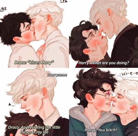 Darry Fanart, Draco Malfoy Harry Potter, Malfoy Harry Potter, Draco Malfoy Fanart, Drarry Fanart, Fictional Character Crush, Harry Draco, Cute Kiss, Gay Harry Potter