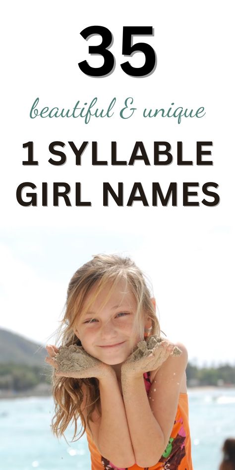 young girl smiling on a beach Single Syllable Girl Names, 1 Syllable Girl Names, 2 Syllable Girl Names, Short Girl Names, One Syllable Girl Names, Elegant Girl Names, One Syllable Names, Cool Baby Girl Names, Middle Names For Girls