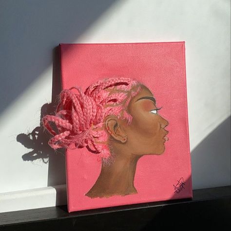 Cute Canvas Paintings, Light Work, Afrocentric Art, Black Art Painting, Acrylic Painting Ideas, Canvas Painting Designs, Pink Canvas, Cute Canvas, Small Canvas Art