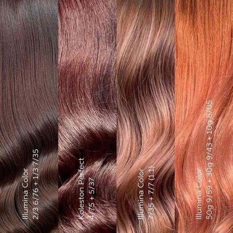 Wella Koleston Perfect Formulas, Wella Formulas, Bronze Hair Color, Cinnamon Hair Colors, Formula Chart, Hair Formula, Warm Brown Hair, Cinnamon Hair, Wella Hair Color