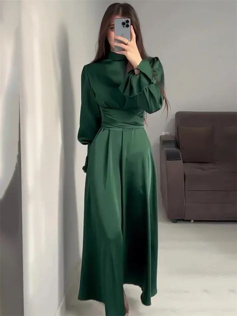 22.22US $ 59% OFF|Tossy Ruffled Bandage Elegant Maxi Dress For Women Patchwork Slim Lace Up Solid Vintage Evening Partywear Ladies Long Dress 2024| |   - AliExpress Green Floor-length Maxi Dress For Eid, Green Long Sleeve Dress For Eid, Hijabi Green Dress, Green Long-sleeved Party Abaya, Fitted Long Sleeve Green Abaya, Y2k Outfits Summer, Patchwork Sleeve, Maxi Dress For Women, Autumn 2022