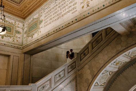 Chicago Wedding Photographer, Emma Petersen Photography, captures Miles and Alexandria's Fall engagement photos at the Chicago Cultural Center. Chicago Cultural Center Engagement, Chicago Cultural Center Photoshoot, Chicago Cultural Center Wedding, Chicago Cultural Center, Chicago Engagement Photos, Beautiful Engagement Photos, Fall Engagement Photos, Chicago Engagement, Engagement Locations