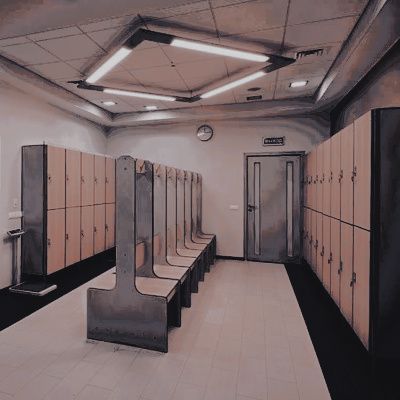 Boarding School Modern, School Interior Aesthetic, Modern School Aesthetic, School Bathroom Aesthetic, High School Locker Room, Daria Followhill, School Locker Room, Boarding School Aesthetic, School Building Design