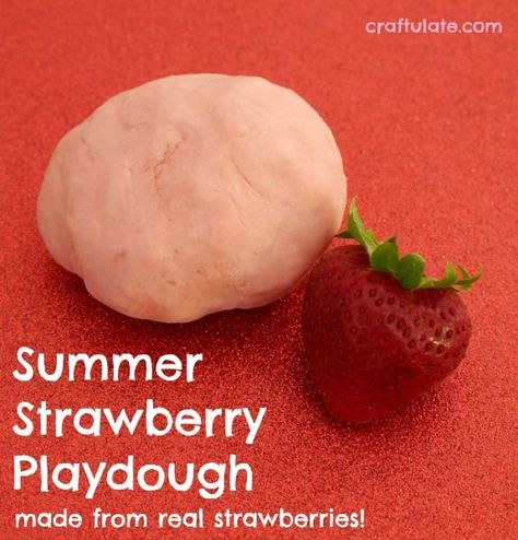 Summer Strawberry Playdough Playdough Ideas, Library Storytime, Strawberry Crafts, Sensory Play Recipes, Kids Sensory Play, Toddler Games, Imagination Tree, Natural Play, Playdough Recipe