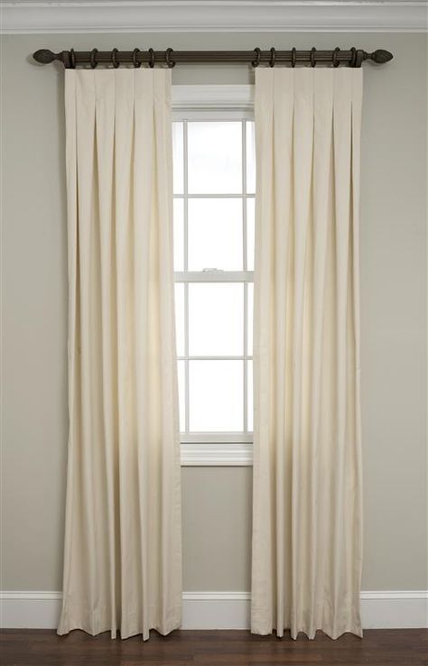 Inverted Box Pleated Drapes Inverted Box Pleat Curtains, Patio Drapes, Drapery Treatments, Pleated Drapery, Living Room Drapes, Pleated Drapes, Types Of Curtains, Sheer Drapes, Custom Drapes