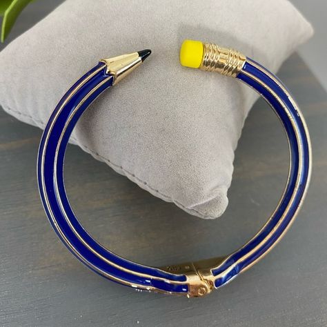 Betsey Johnson Blue Pencil Bangle Bracelet Pencil Design, Hinged Bracelet, Betsey Johnson Jewelry, Bangle Bracelet, Betsey Johnson, Bangle Bracelets, Bangles, Pencil, Bracelet