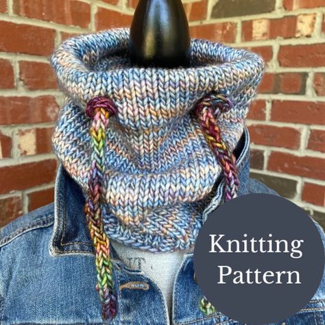 Mens Hat Pattern, Bulky Yarn Patterns, Knitting Cowl, Beginner Knitting Pattern, Cape Pattern, Cowl Knitting Pattern, Wool Poncho, Poncho Pattern, I Cord