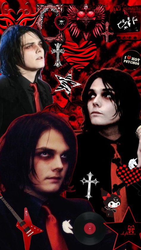 #wallpaper #red #gerardway #mcr #emo #music Mcr Wallpaper, Romance Wallpaper, My Chemical Romance Wallpaper, Rock Collage, I Love Mcr, Emo Wallpaper, Wallpaper Red, Emo Music, Gerard Way