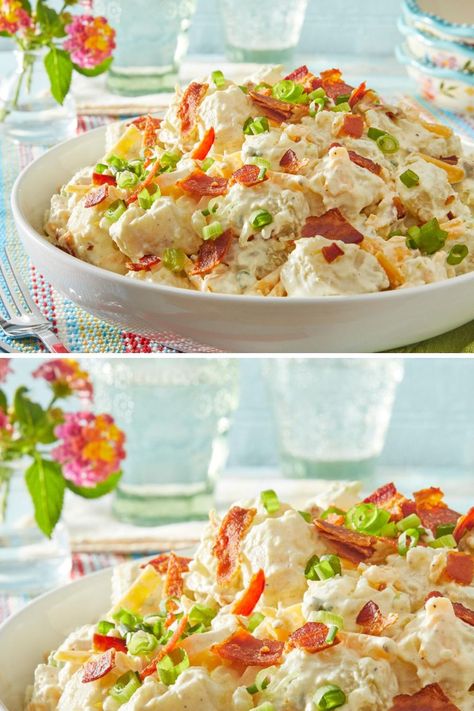 Best Potato Salad Recipe Pioneer Woman, Twice Baked Potato Salad, Pioneer Woman Potato Salad, Loaded Potato Salad Recipe, Crash Potatoes, Baked Potato Salad Recipe, Loaded Potato Salad, Loaded Baked Potato Salad, Best Potato Salad Recipe