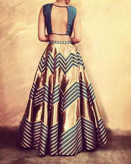 Fusion Wear Inspo - Imgur Open Back Blouse, Sangeet Outfit, Ghagra Choli, Indian Couture, Lehenga Designs, Indian Attire, Indian Outfit, Desi Fashion, India Fashion