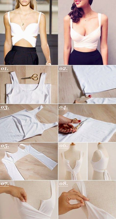 diy Sew Crop Top, Diy Romper, Diy Crop Top, Diy Clothes Refashion, Upcycle Shirt, Diy Tops, Diy Vetement, Shirt Diy, Diy Fashion Clothing