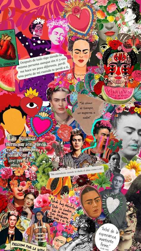 Frida Kahlo Wallpaper, Latino Aesthetic, Process Portfolio, Frida Art, Collage Design, Water Colour, One Direction, Digital Paper, Art Style