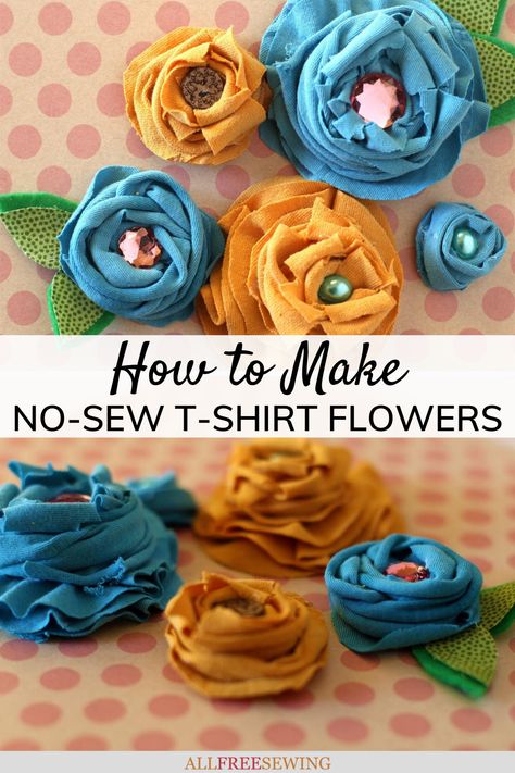 T Shirt Flowers Diy How To Make, Tshirt Flowers Diy, Old Clothes Diy Upcycling Ideas, Flower Shirt Outfit, Old Clothes Diy Upcycling, Clothing Repurpose, Wrapping Clothes, Sew Upcycle, Tee Shirt Crafts