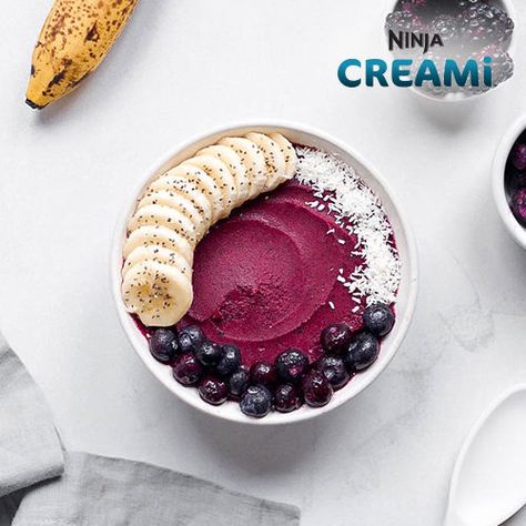 Acai Ice Cream, Smoothie Bowl Base, Ninja Smoothies, Acai Recipes, Smoothie Bowls Recipe Easy, Ninja Ice Cream Recipe, Protein Ice Cream Recipe, Bowl Recipes Easy, Smoothie Bowl Recipe Healthy