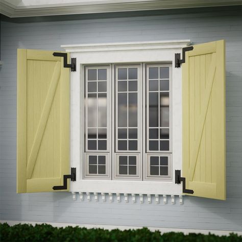 Black Shutter Lift Off Pintle Hinges 6.5" L Wrought Iron Colonial Pin Reversible Hinge with Hardware Pack of 8 Renovators Supply - Bed Bath & Beyond - 34647686 Farmhouse With Shutters, Colonial Shutters, Black Shutters, Lift Off, Shutters, Wrought Iron, Hinges, Cast Iron, Bed Bath Beyond